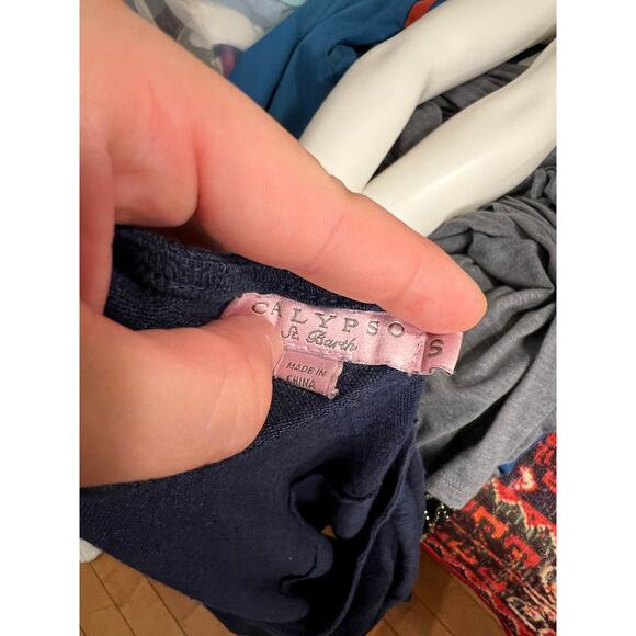 Calypso St. Barth Navy Knit Linen Tunic Dress Coverup Size Small - Picture 5 of 5